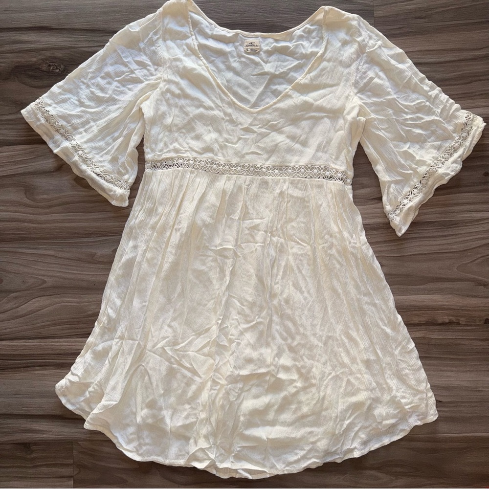 O'Neill Cream Mini Dress with Lace Detail